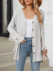 classic cardigan in Dusty Blue with v-neck