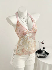 Sequin Halter Neck Cami, model styling view