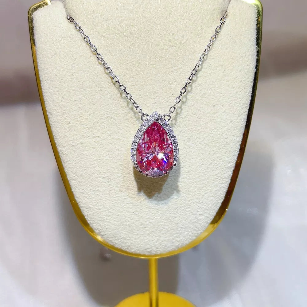 Sterling Silver Moissanite Pendant Necklace, model styling view