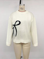 Chic Knit Sweater With Bow Detail
