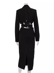 Button-down Blazer Dress With Cut-out Waist in White, product detail