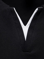 Men's black cotton undershirt with notched V-neck detail