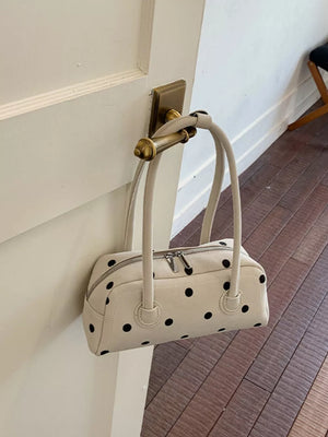 Polka Dot Small Shoulder Bag in Off-white, side view