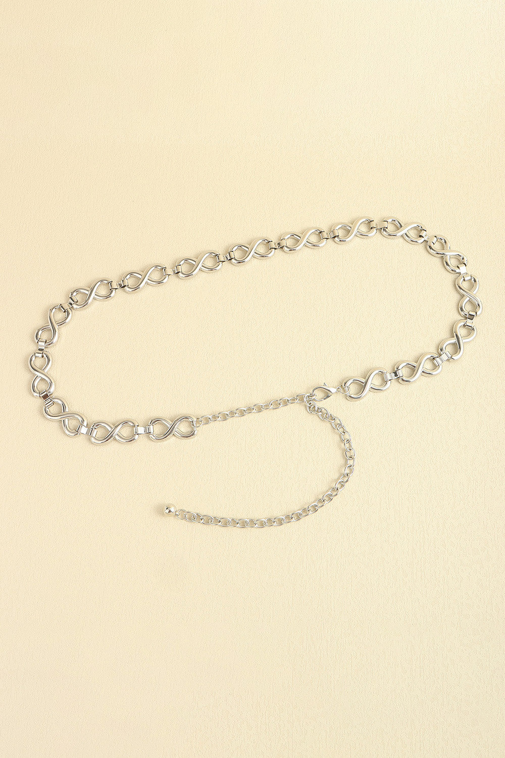 Silver infinity chain waist belt with adjustable extender chain