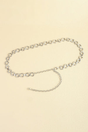 Silver infinity chain waist belt with adjustable extender chain