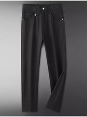 Men's Textured Straight-leg Pants in Grey, close-up detail