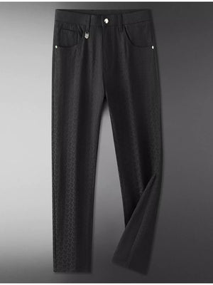 Men's Textured Straight-leg Pants in Grey, close-up detail