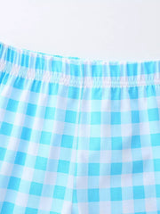 Owl Graphic Top With Playful Plaid Shorts Set