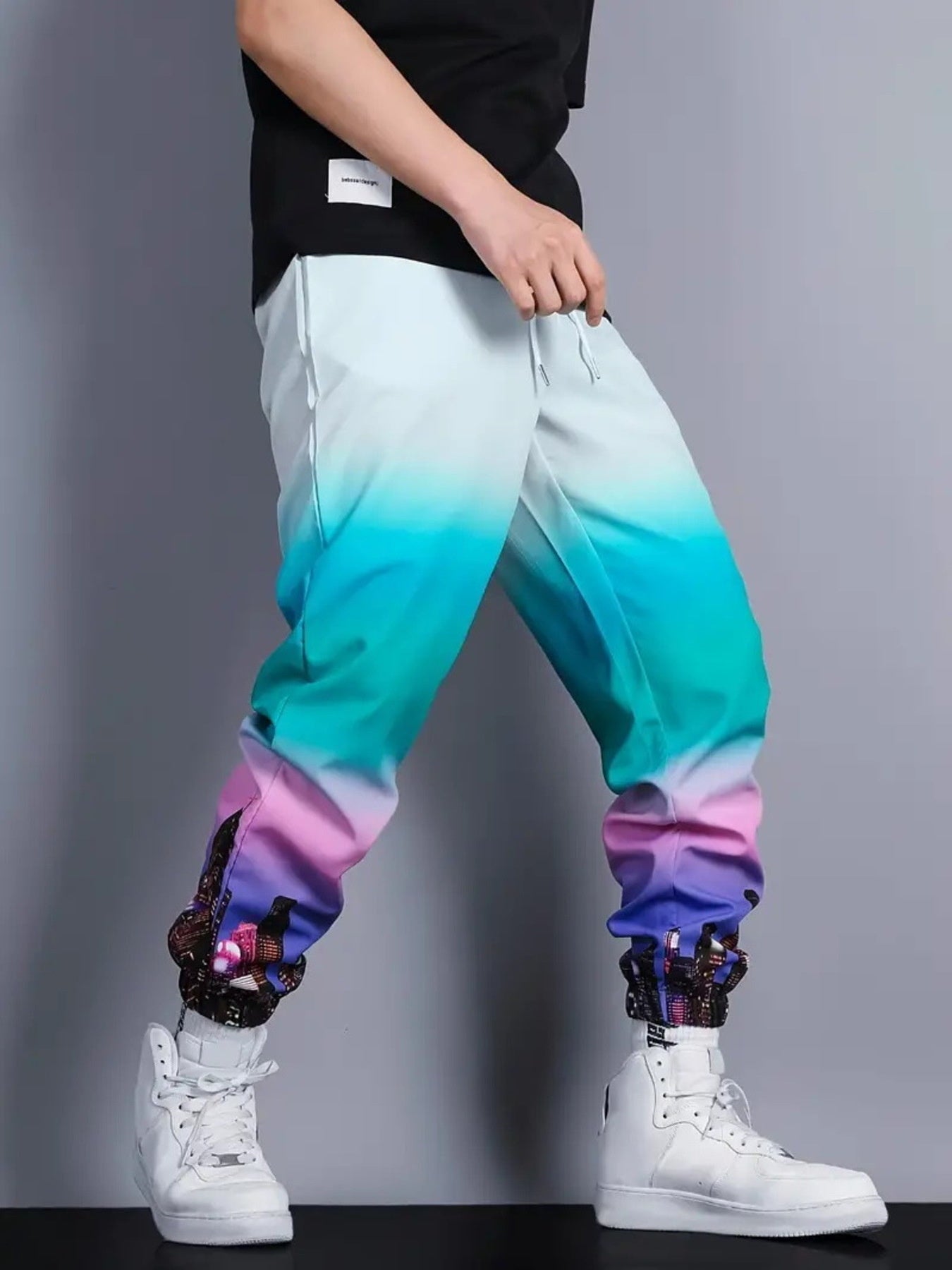 Men's Full Size Drawstring Loose Fit Joggers, back view
