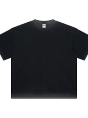 Black pigment-dyed oversized t-shirt with crew neck and short sleeves.