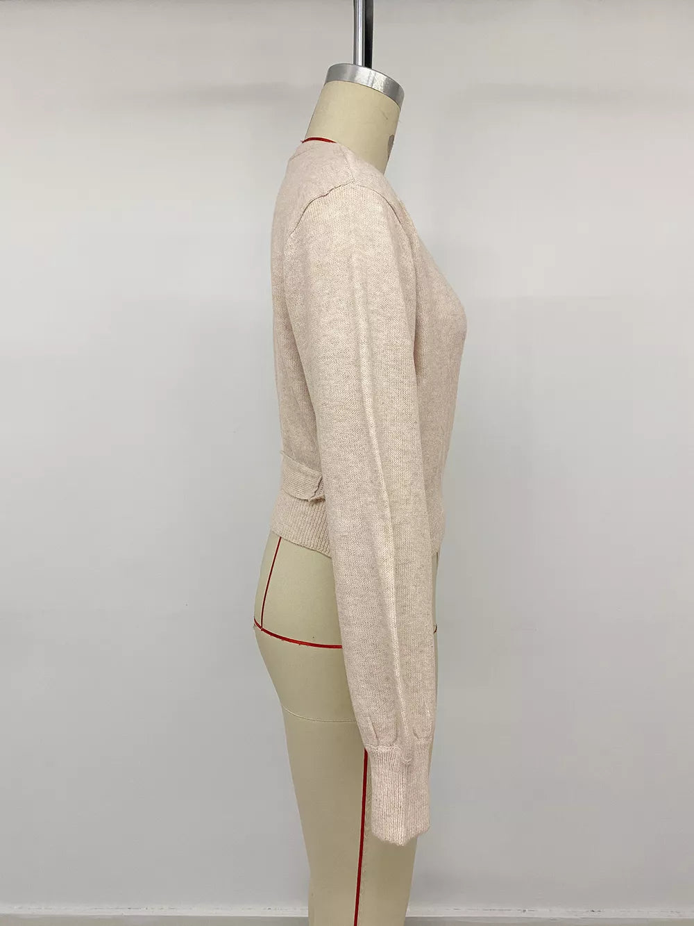 Tied Surplice Long Sleeve Sweater, side view