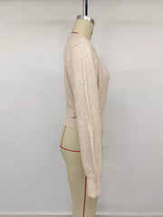 Tied Surplice Long Sleeve Sweater, side view