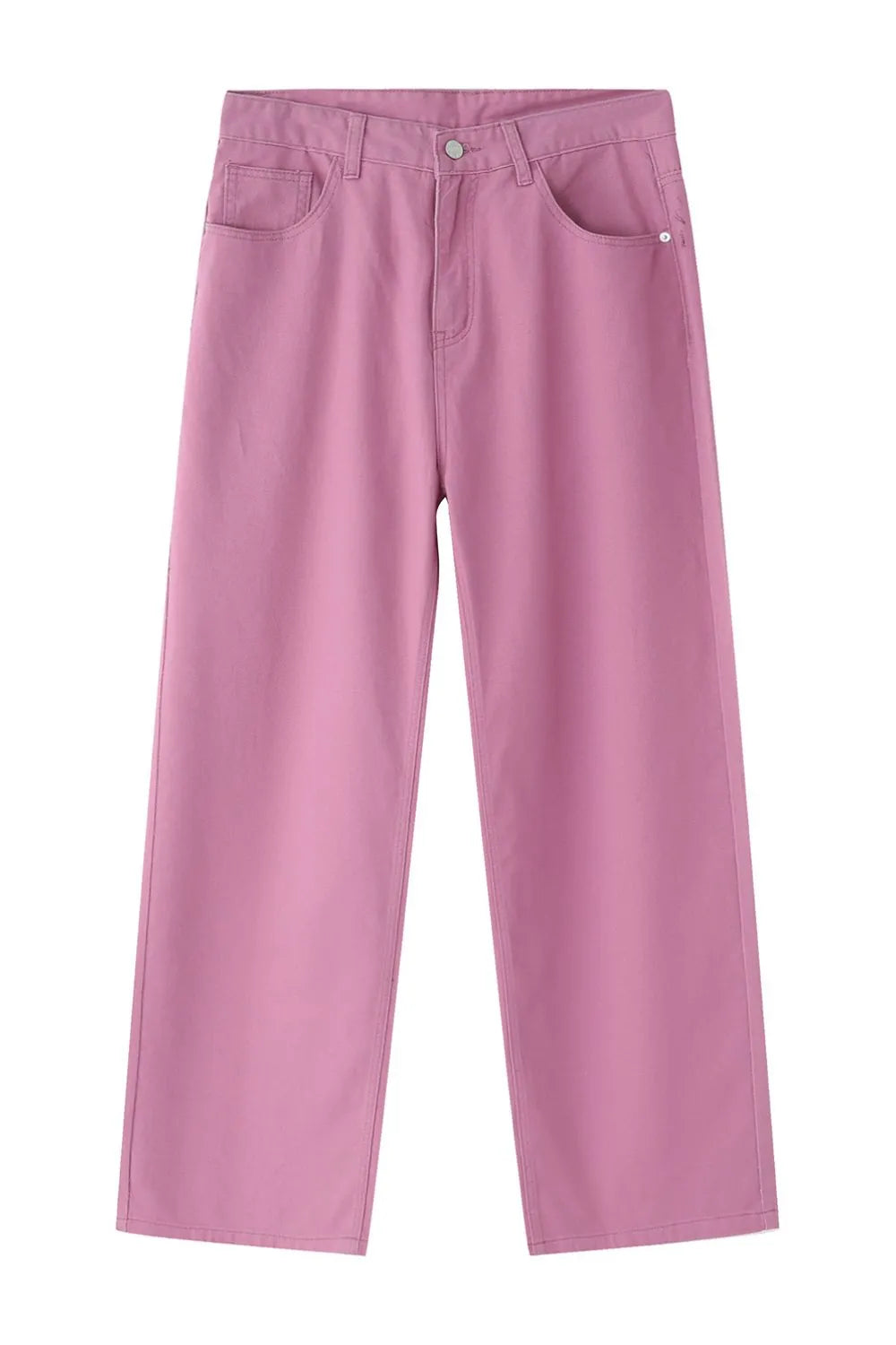 Wide-leg high-rise denim trousers in Moonlit Mauve with a casual, basic style.