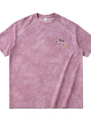 Men's Printed Round Neck T-shirt in Black, side view