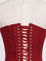 Ruffled Hem Tube Mini Dress in Red, alternate angle