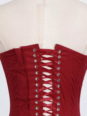 Ruffled Hem Tube Mini Dress in Red, alternate angle