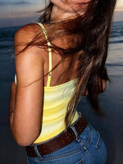Gradient Adjustable Straps Cami in Yellow, back view