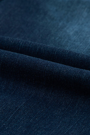 Dark wash denim widecut jeans fabric detail
