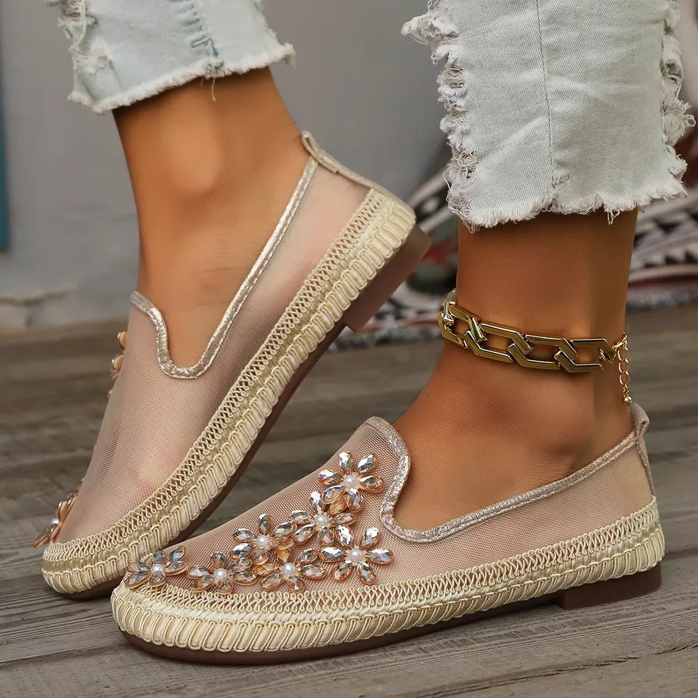 Round Toe Slip-ons in Black, back view