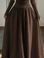 Off-the-shoulder Maxi Dress in Brown, alternate angle