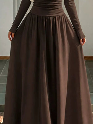 Off-the-shoulder Maxi Dress in Brown, alternate angle
