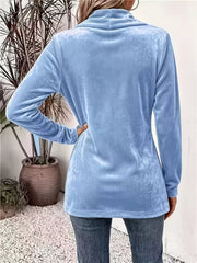 Elegant Velvet Open-front Cardigan in White, side view
