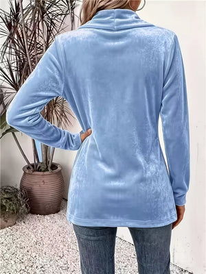 Elegant Velvet Open-front Cardigan in White, side view