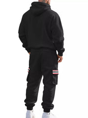 Men's Casual Half-zip Hoodie And Cargo Pants Set in Navy Blue, view 12