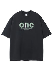 Black oversized graphic t-shirt with crew neck and cotton fabric.
