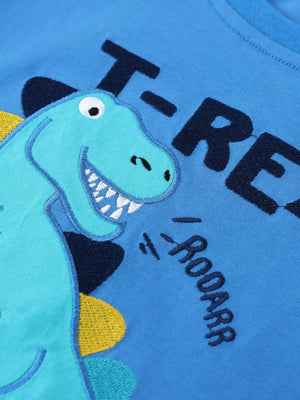 Children's Dinosaur Embroidered T-shirt And Shorts Set, model styling view