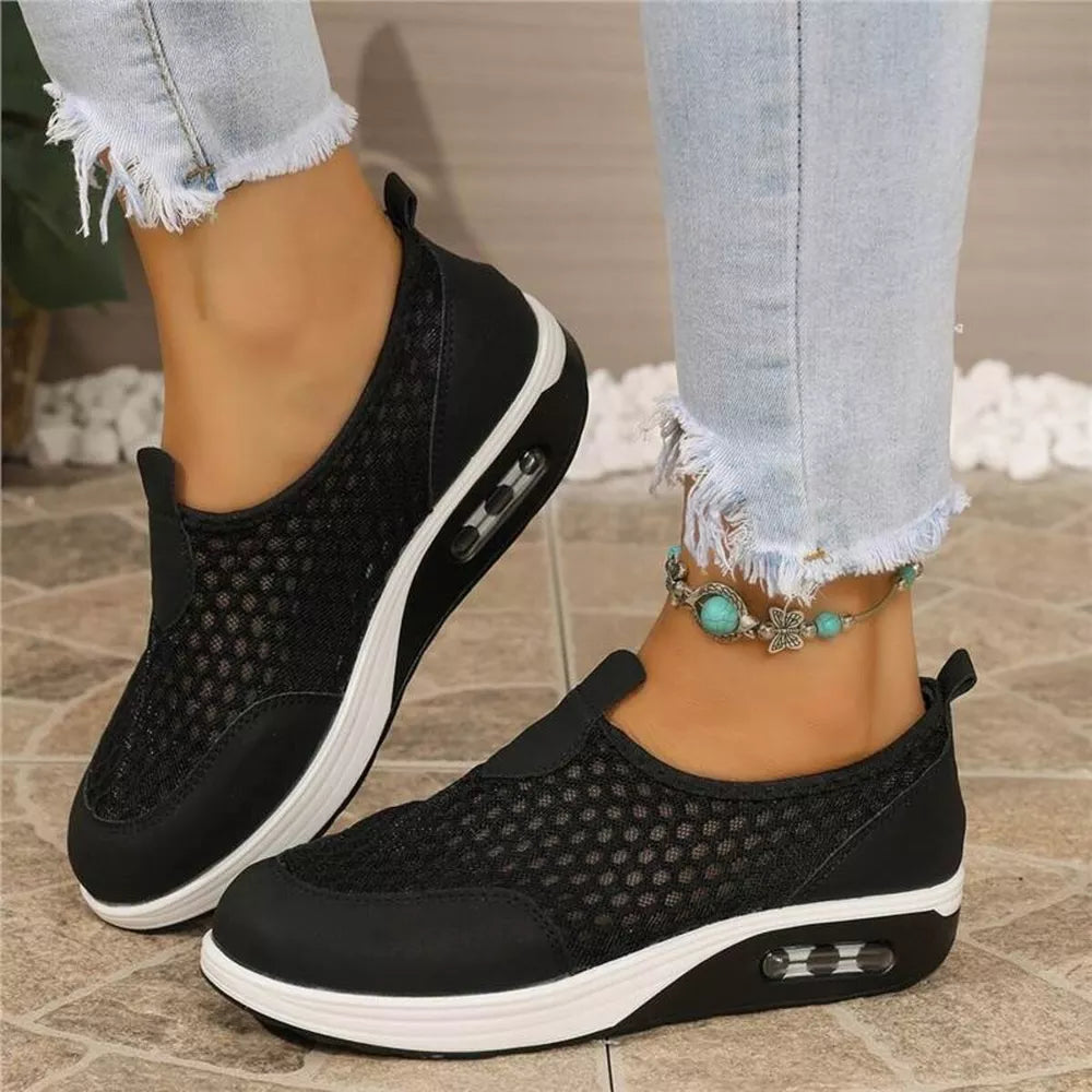 Round Toe Mesh Sneakers in Pink, product detail