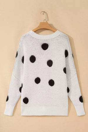 Polka Dot Button Up Cardigan in White, view 11