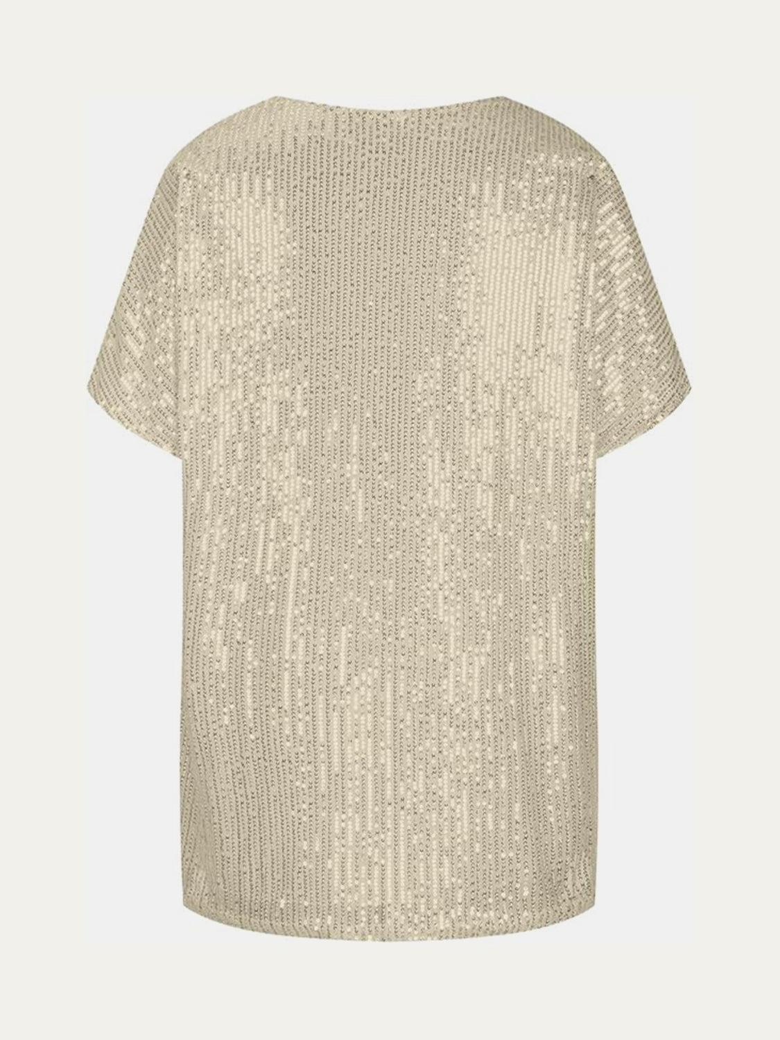 Brass sequin slouchy v-neck top with short sleeves
