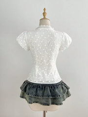 Lace Detail Bow Front Blouse, side view