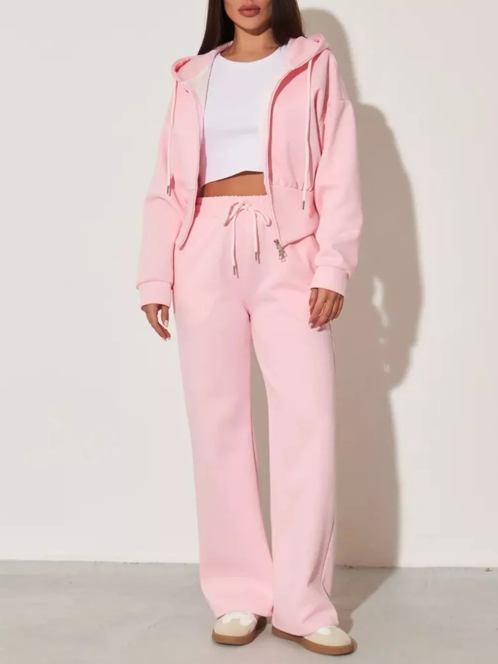 Zip-up Hoodie And Wide-leg Pants Set, view 13