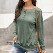 Henley sweatshirt in Matcha Green with button detail and drop shoulders.