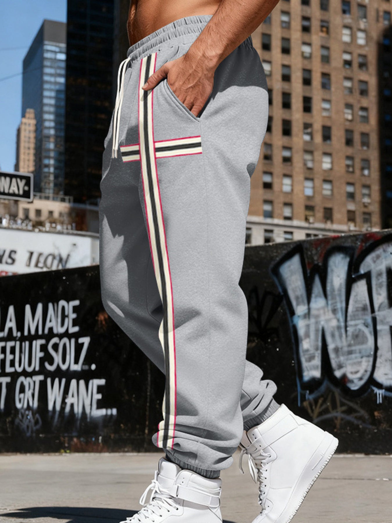 Men's Striped Casual Joggers, view 15