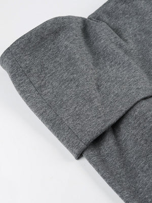 Grey ruched bodycon mini dress with drawstring detail.