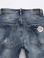 Men S Distressed Slim Fit Jeans in Medium, back view
