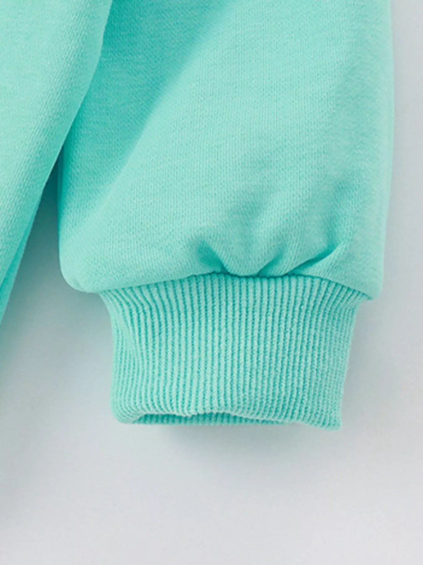 Kids' mint blue sweatshirt with ribbed cuffs and hem detail