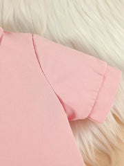 Pink toddler outfit short sleeve with folded cuff detail
