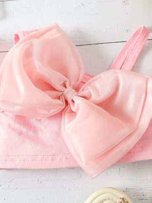 Blue bowknot bikini set for baby girls.