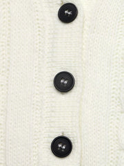 Cable Knit Long Sleeve Sweater in White, fit detail