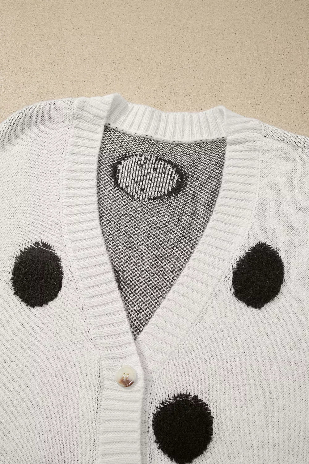 Polka Dot Button Up Cardigan in White, view 12