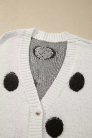 Polka Dot Button Up Cardigan in White, view 12