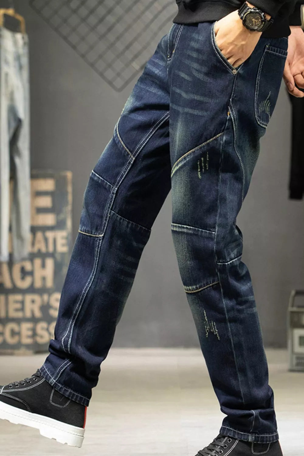 Men's Slim Fit Straight Leg Jeans, side view