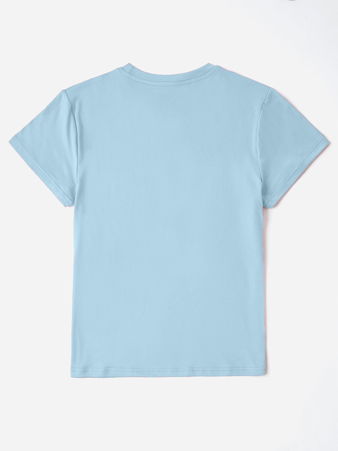 Light blue basic t-shirt with short sleeves and crew neck.