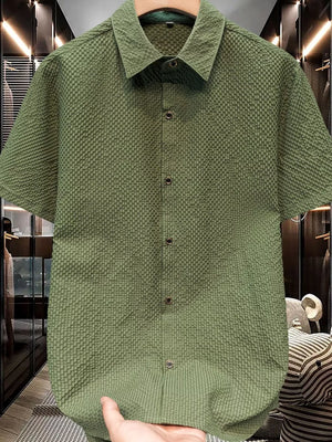 Men's Plus Size Textured Short-sleeve Shirt, front view