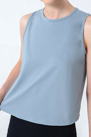 Sculpted Performance Tank Top in Dusty Blue with a round neckline and sleeveless design.