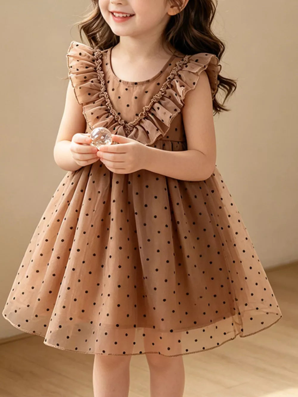 Children's Polka Dot Ruffle Dress, front view